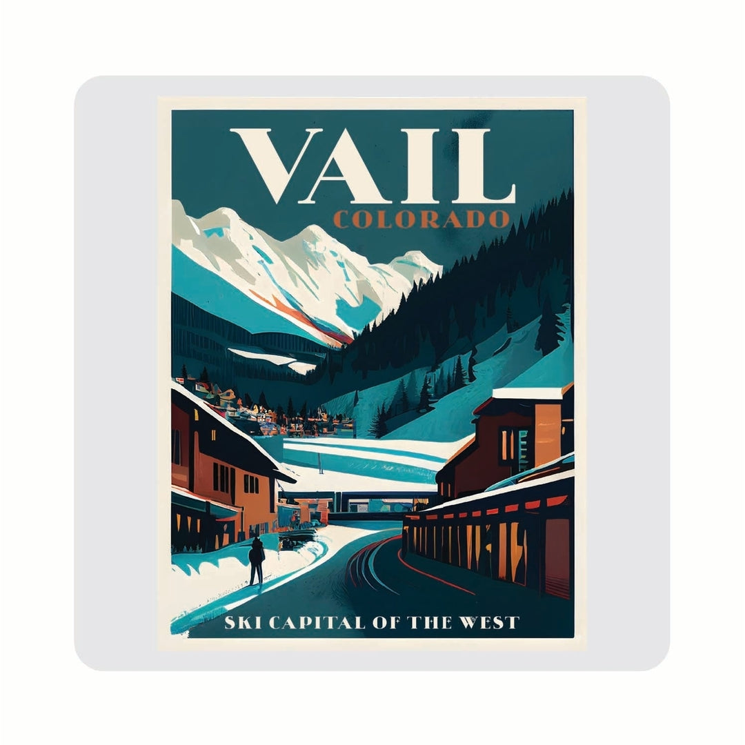 Vail Colorado Design B Souvenir 4x4-Inch Coaster Acrylic 4 Pack Image 1