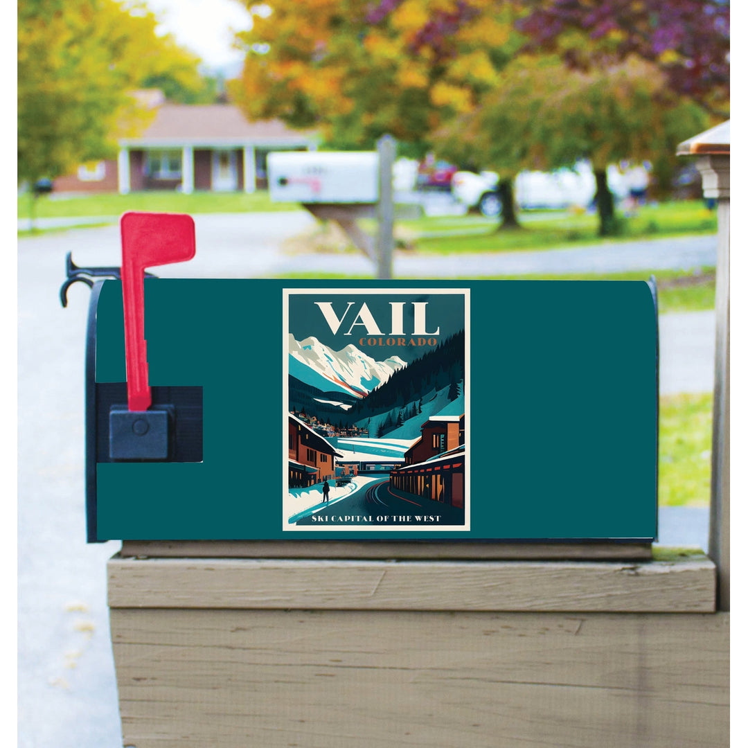 Vail Colorado Design B Souvenir Magnetic Mailbox Cover Image 1