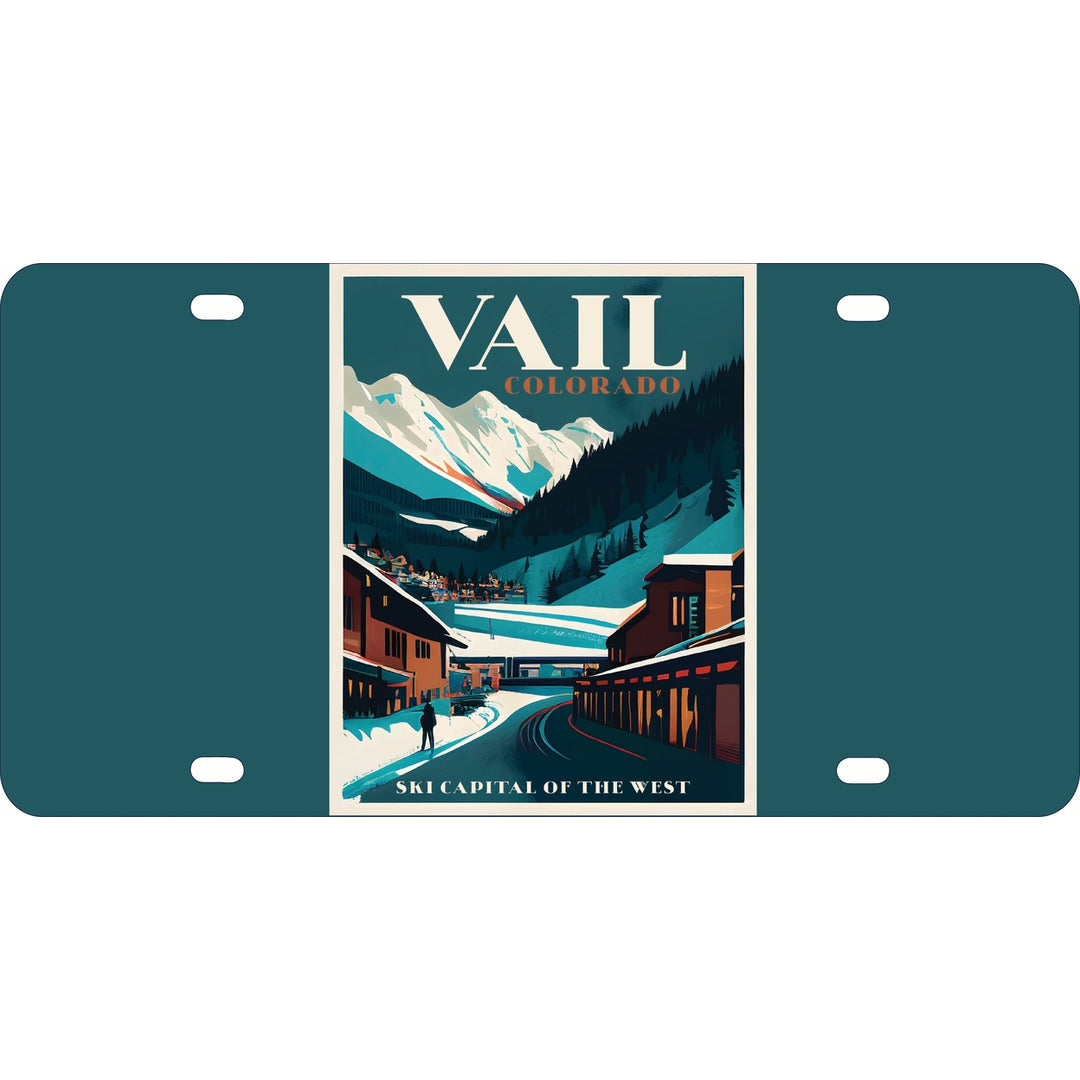 Vail Colorado Design B Souvenir Mini Metal License Plate 4.75 x 2.25 inch Image 1