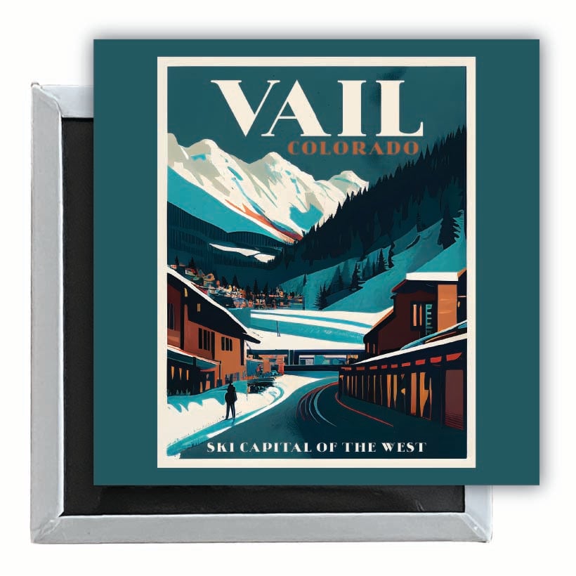 Vail Colorado Design B Souvenir 2.5 x 2.5-Inch Fridge Magnet Image 1