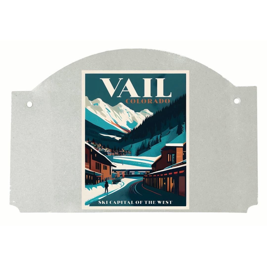 Vail Colorado Design B Souvenir Wood sign flat with string Image 1