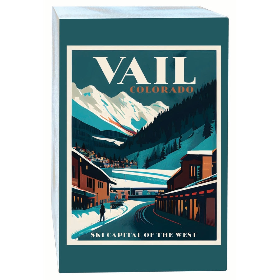 Vail Colorado Design B Souvenir Wood sign with frame 5x7 Image 1