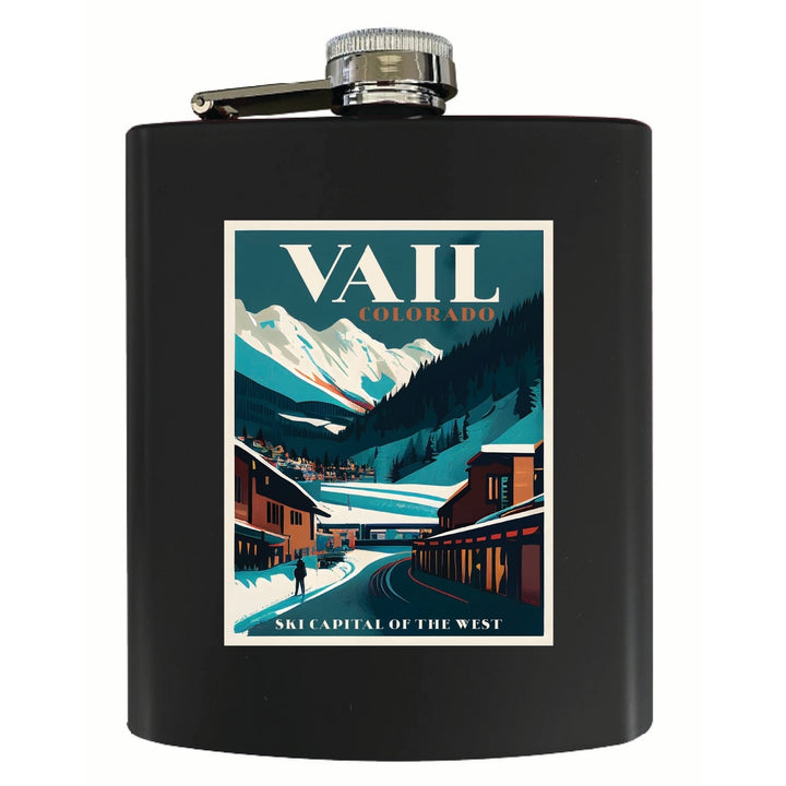 Vail Colorado Design B Souvenir 7 oz Steel Flask Matte Finish Image 1