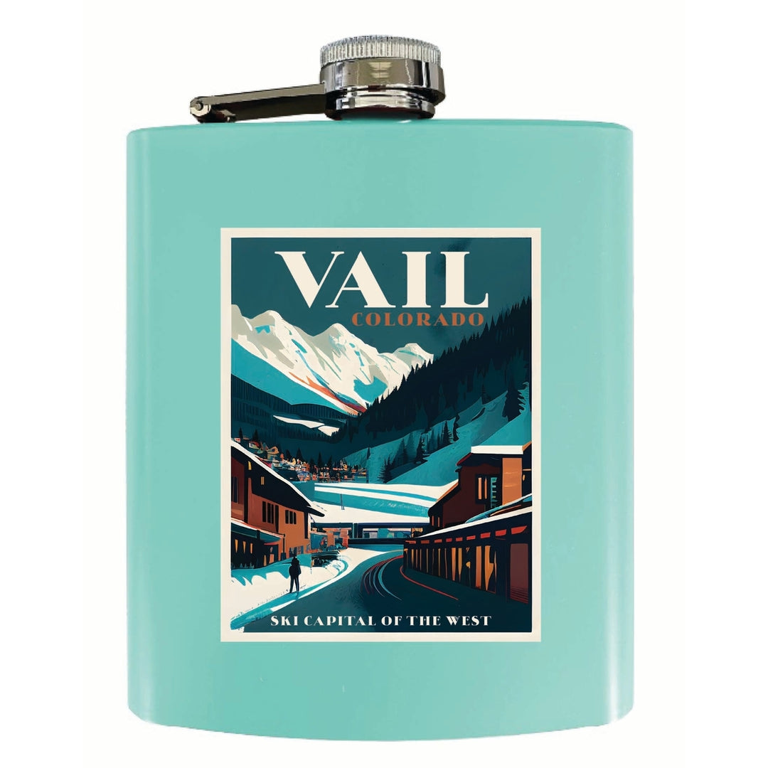 Vail Colorado Design B Souvenir 7 oz Steel Flask Matte Finish Image 3