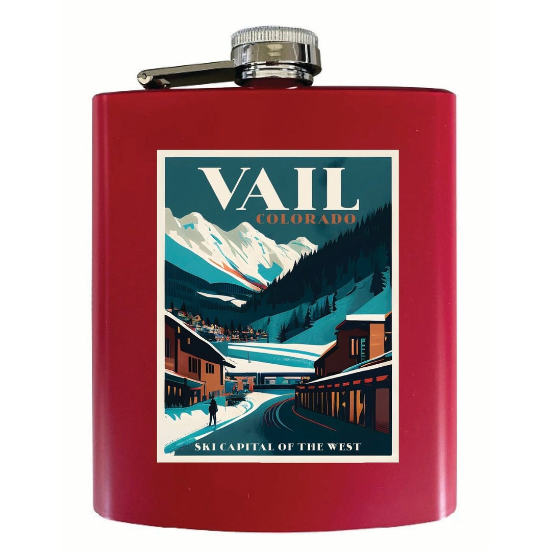 Vail Colorado Design B Souvenir 7 oz Steel Flask Matte Finish Image 4