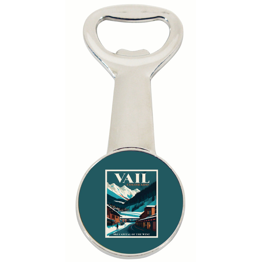 Vail Colorado Design B Souvenir Magnetic Bottle Opener Image 1