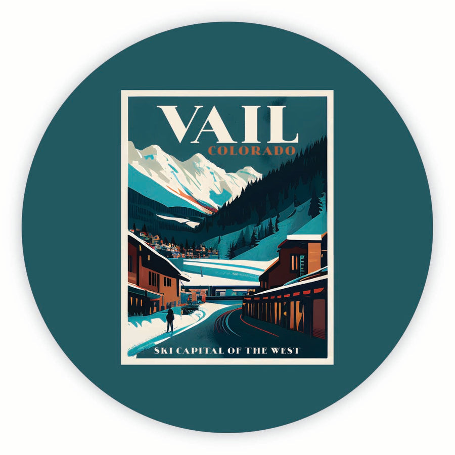 Vail Colorado Design B Souvenir Round Fridge Magnet Image 1