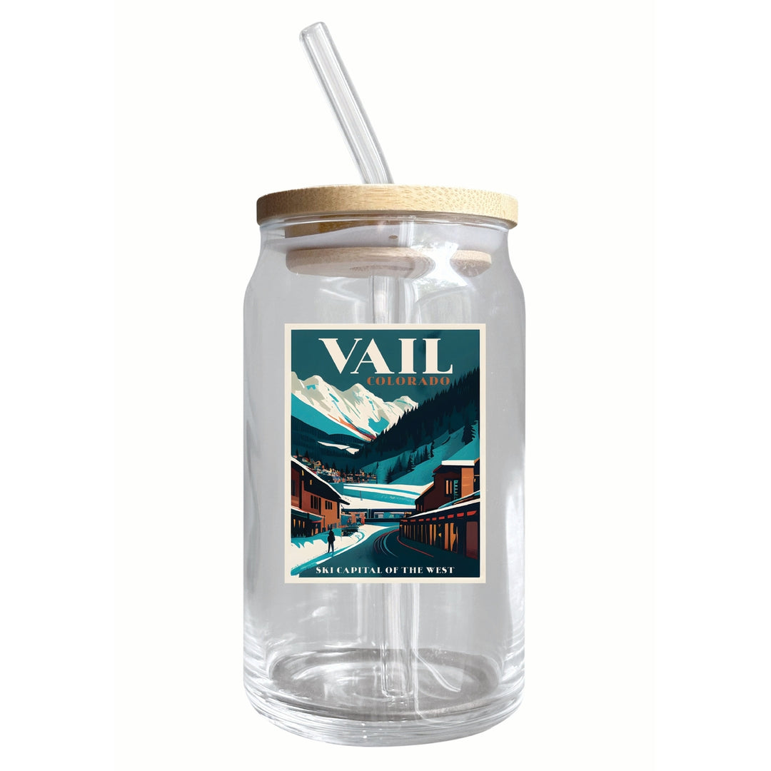 Vail Colorado Design B Souvenir 12 oz Beer Can Glass Image 1