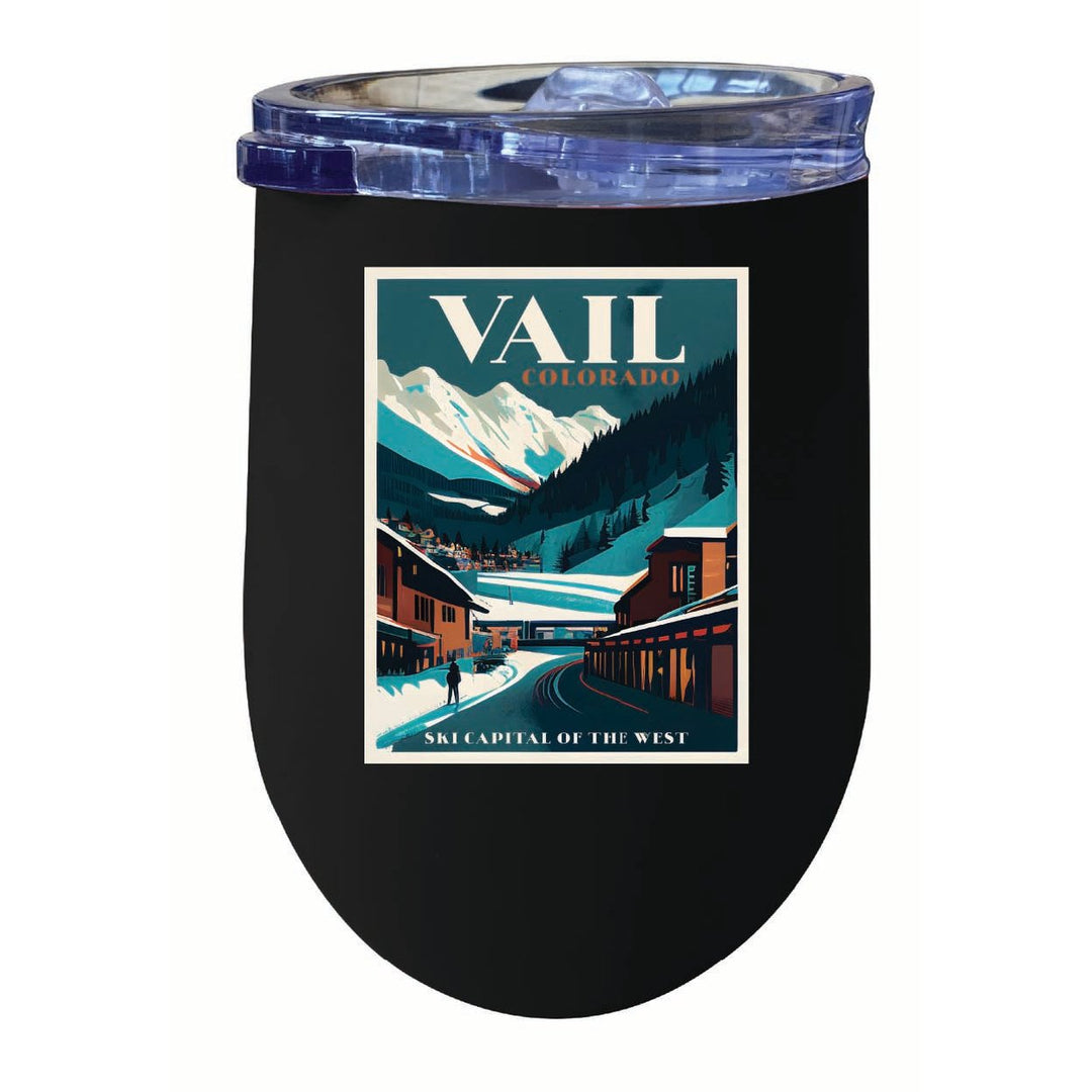 Vail Colorado Design B Souvenir 12 oz Insulated Wine Stainless Steel Tumbler Image 1