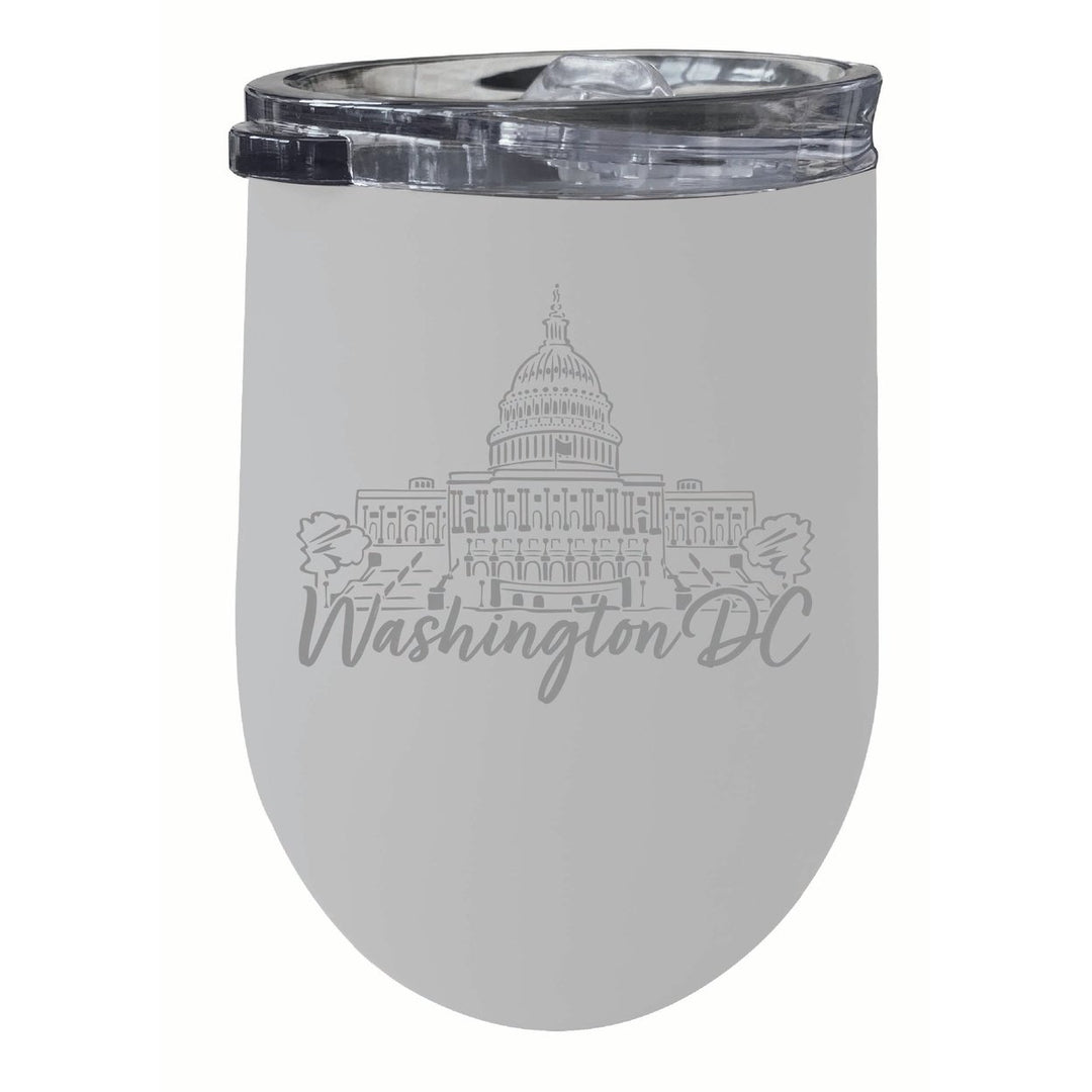 Washington DC Engraving2 Souvenir 12 oz Engraved Insulated Wine Stainless Steel Tumbler Image 2