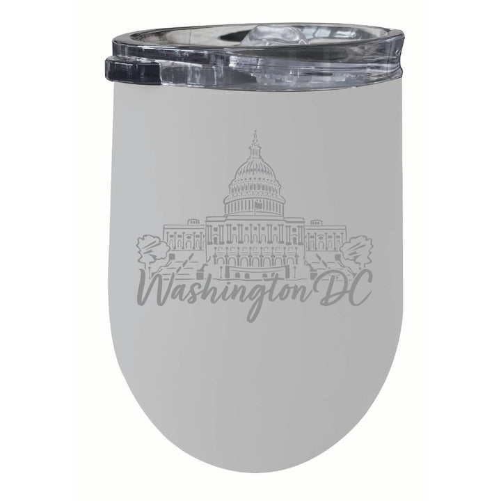 Washington DC Engraving2 Souvenir 12 oz Engraved Insulated Wine Stainless Steel Tumbler Image 1