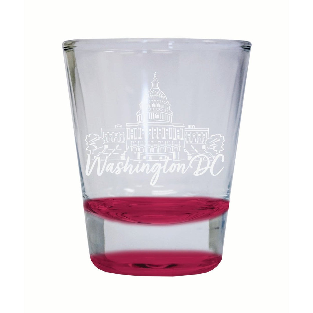 Washington DC Engraving2 Souvenir 2 Ounce Engraved Shot Glass Round Image 2