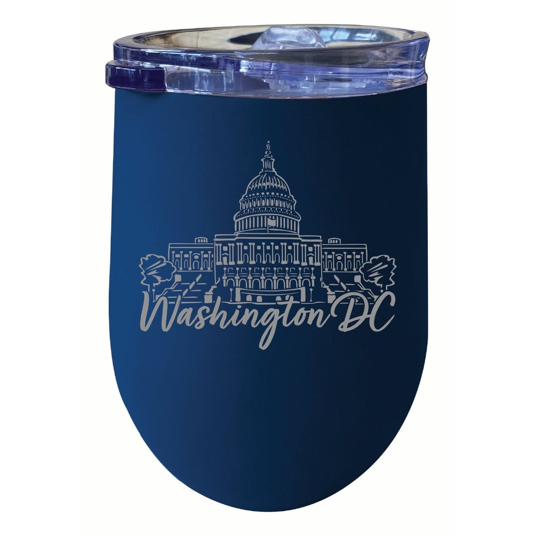 Washington DC Engraving2 Souvenir 12 oz Engraved Insulated Wine Stainless Steel Tumbler Image 3