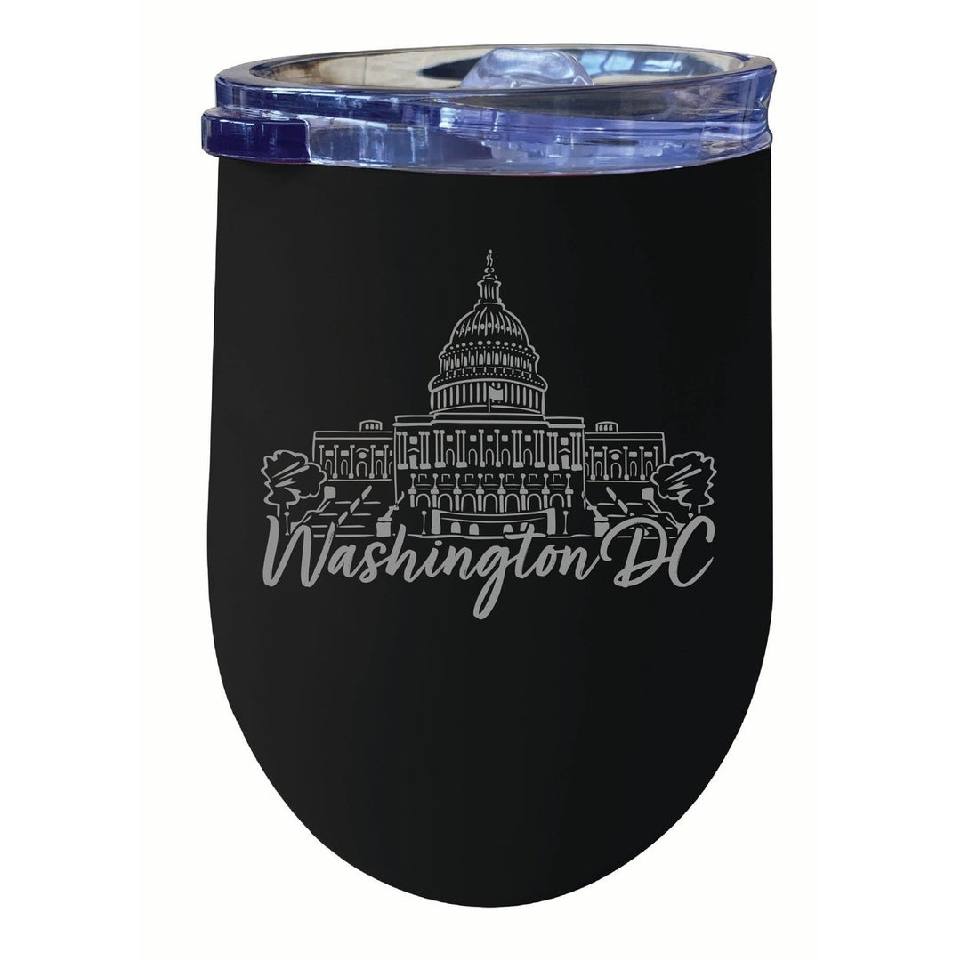 Washington DC Engraving2 Souvenir 12 oz Engraved Insulated Wine Stainless Steel Tumbler Image 4