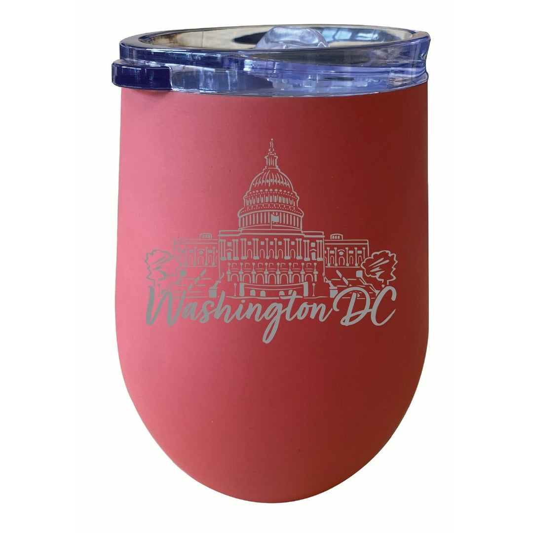 Washington DC Engraving2 Souvenir 12 oz Engraved Insulated Wine Stainless Steel Tumbler Image 4