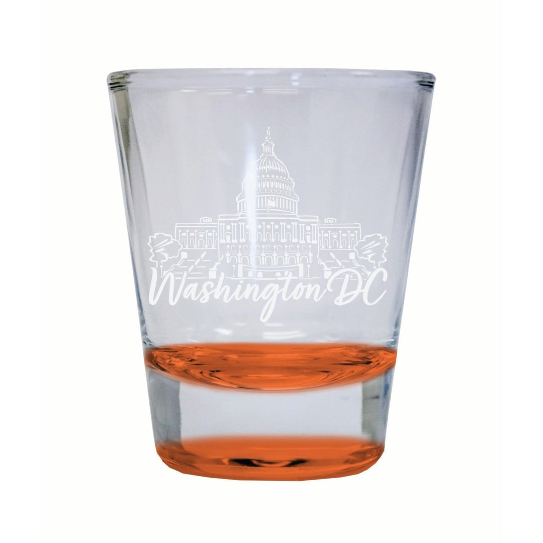 Washington DC Engraving2 Souvenir 2 Ounce Engraved Shot Glass Round Image 3