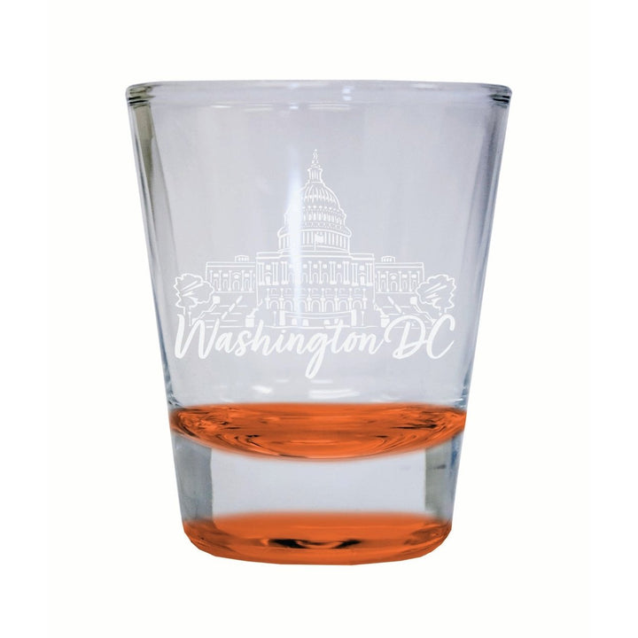 Washington DC Engraving2 Souvenir 2 Ounce Engraved Shot Glass Round Image 1