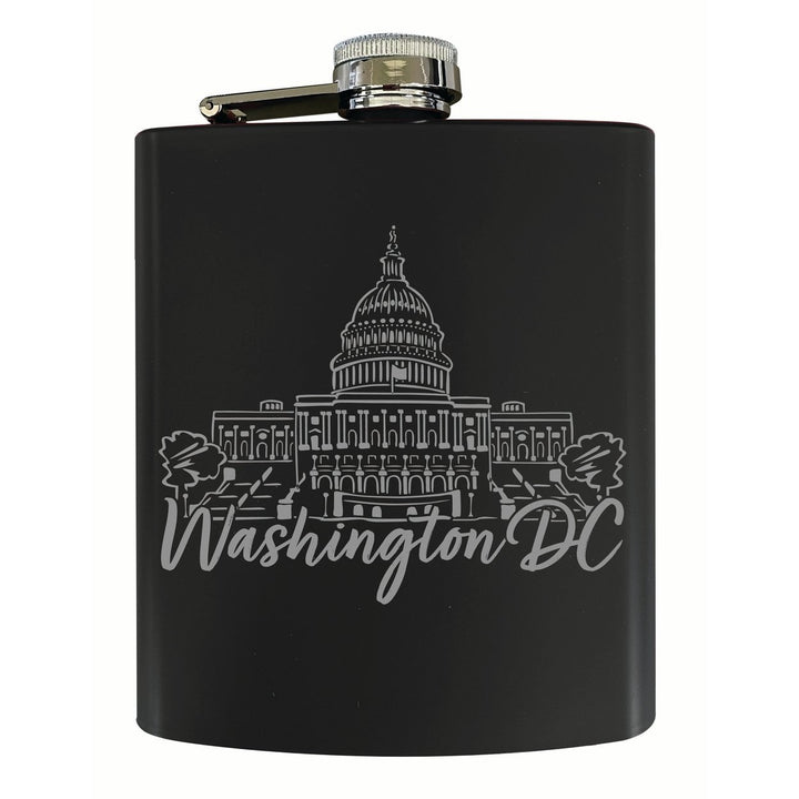 Washington DC Engraving2 Souvenir 7 oz Engraved Steel Flask Matte Finish Image 2