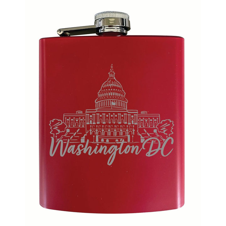 Washington DC Engraving2 Souvenir 7 oz Engraved Steel Flask Matte Finish Image 3