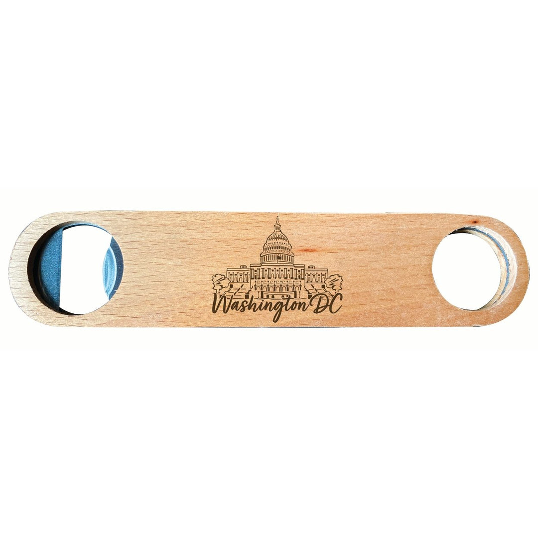 Washington DC Engraving2 Souvenir Wooden Bottle Opener Image 1