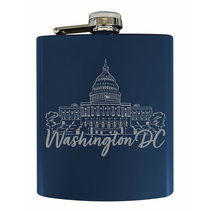 Washington DC Engraving2 Souvenir 7 oz Engraved Steel Flask Matte Finish Image 4