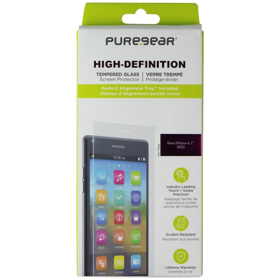 PureGear High-Definition Tempered Glass Screen Protector for Apple iPhone 15 Image 1