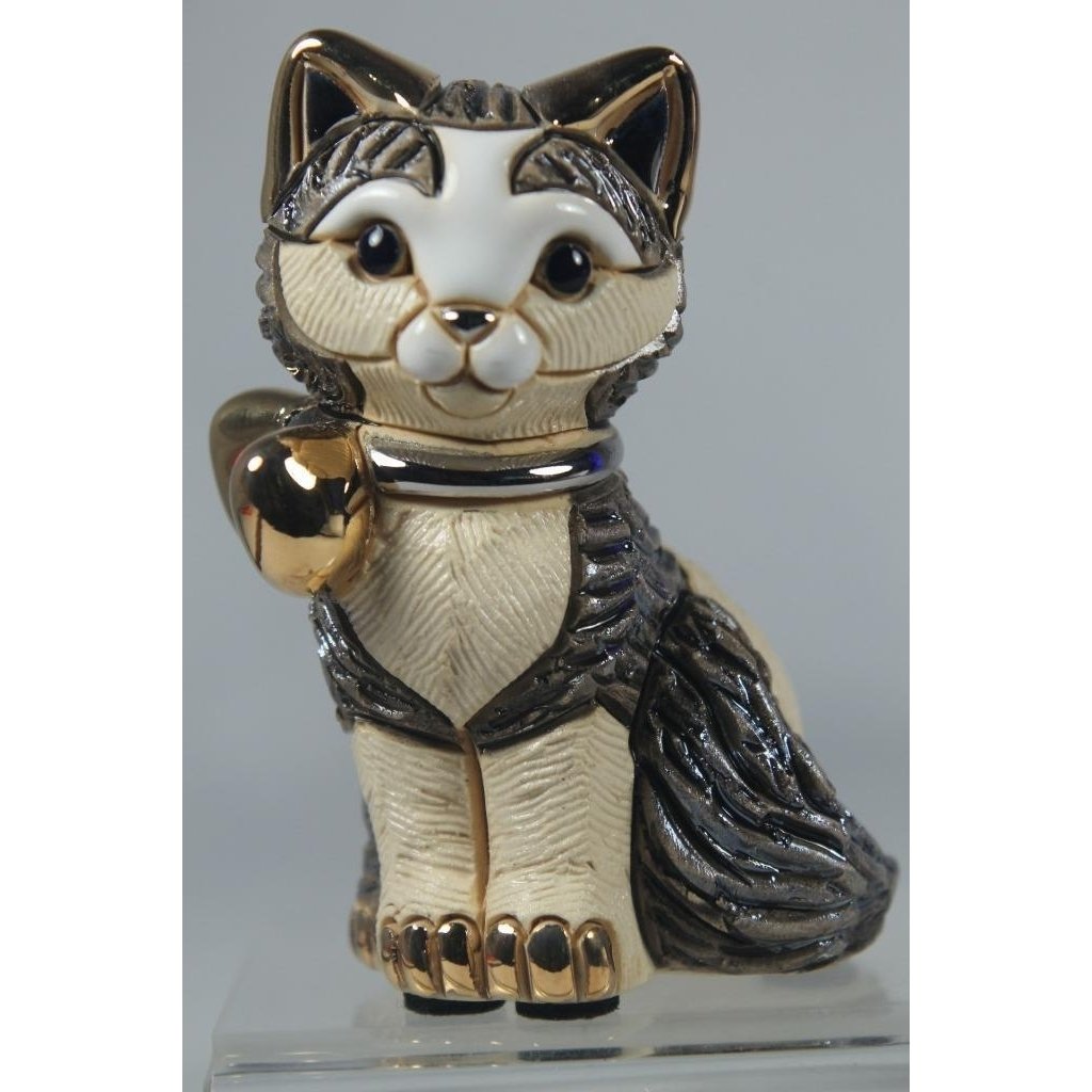 DeRosa Rinconada Family Collection Kitten Cat With Ribbon-F372RD In Box Image 1