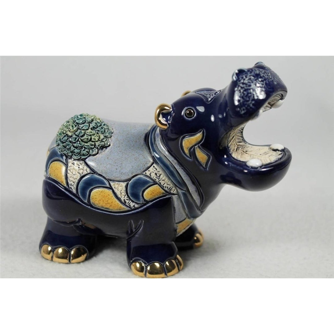 DeRosa Rinconada Family Adult Figurine Hippo With Waterlily F167- In Box Image 3