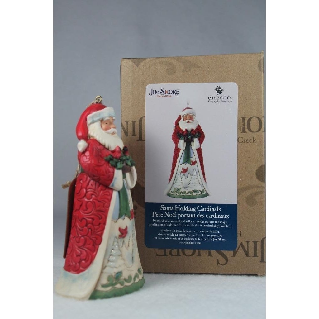 Jim Shore Santa Holding Cardinals 2023 Santa Ornament 6009693 In Box Image 3