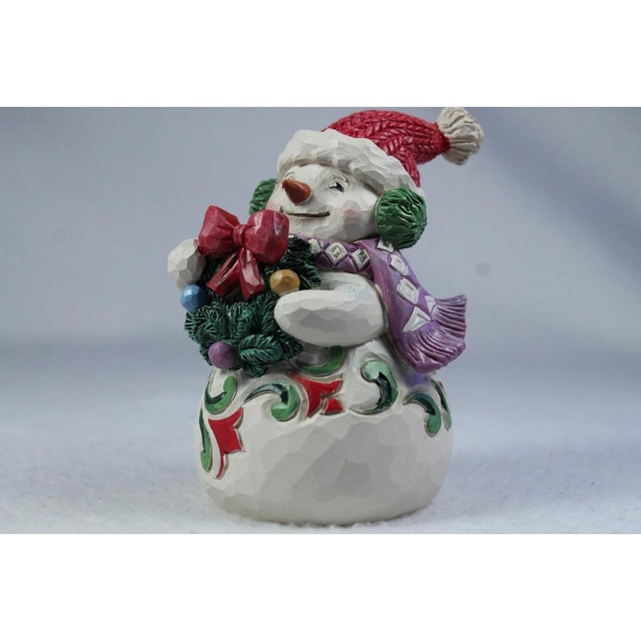 Jim Shore Mini Snowman Wearing Earmuffs 2024 Figurine 6015463 In Box Image 1