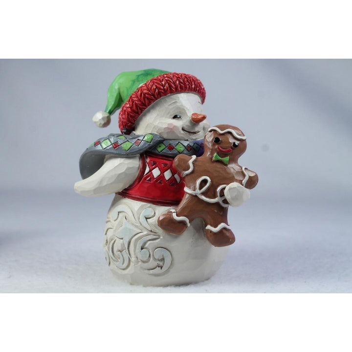 Jim Shore Mini "Snowman W/Gingerbread Man 2024 Figurine 6015464 In Box Image 1