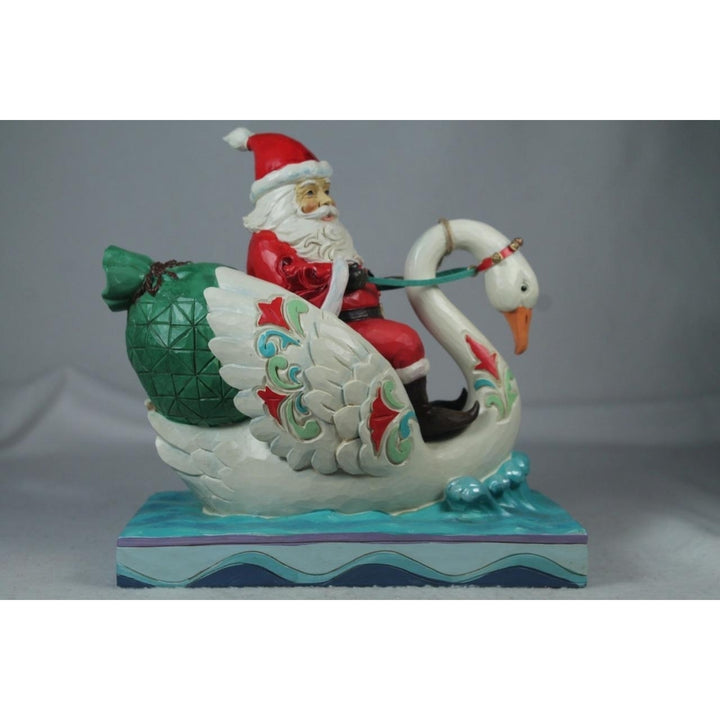 Jim Shore Grace and Goodwill Santa Riding Swan 2022 Figurine 6010824 Image 1