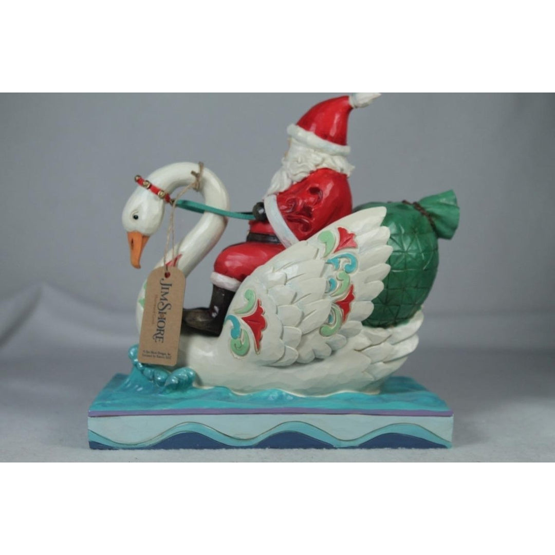 Jim Shore Grace and Goodwill Santa Riding Swan 2022 Figurine 6010824 Image 2