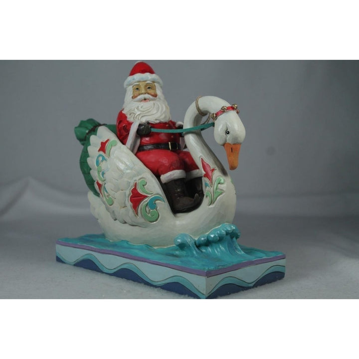 Jim Shore Grace and Goodwill Santa Riding Swan 2022 Figurine 6010824 Image 3