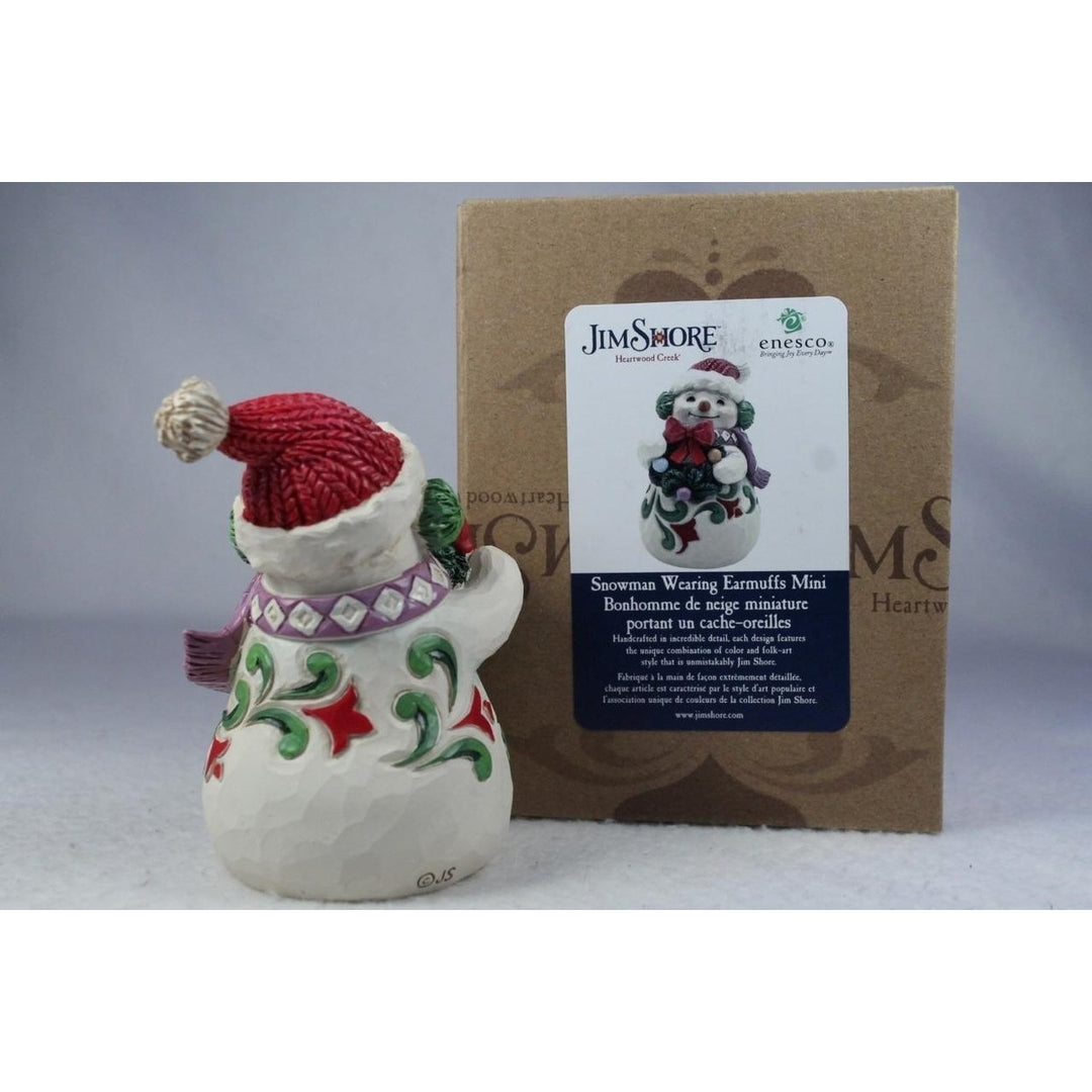 Jim Shore Mini Snowman Wearing Earmuffs 2024 Figurine 6015463 In Box Image 3