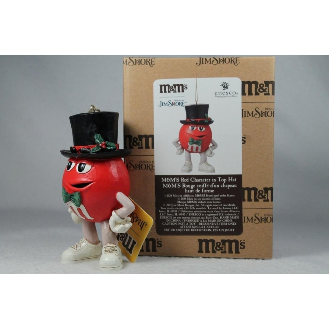 Jim Shore And M and M Red In Top Hat 2024 Ornament 6015685 In Box Image 4