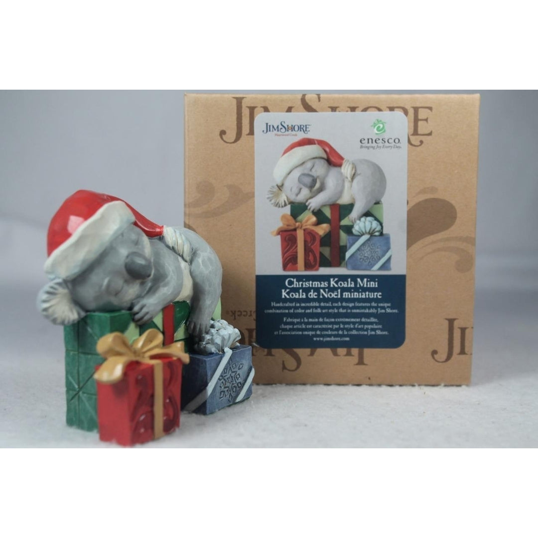 Jim Shore Christmas Koala On Presents 2022 Mini 6011491 In Box Image 3