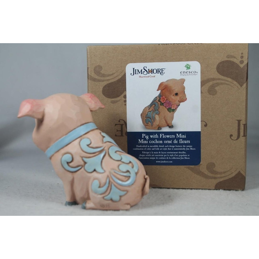 Jim Shore Mini Pig With Flowers 2023 6012426 In Box Image 2