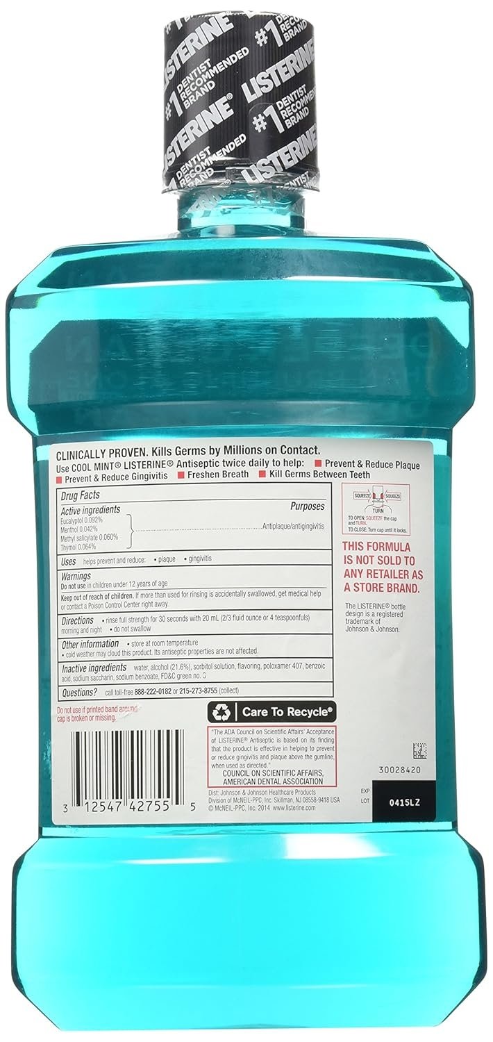 Cool Mint Listerine Antiseptic Mouthwash (2 X 1.5lt) Image 2