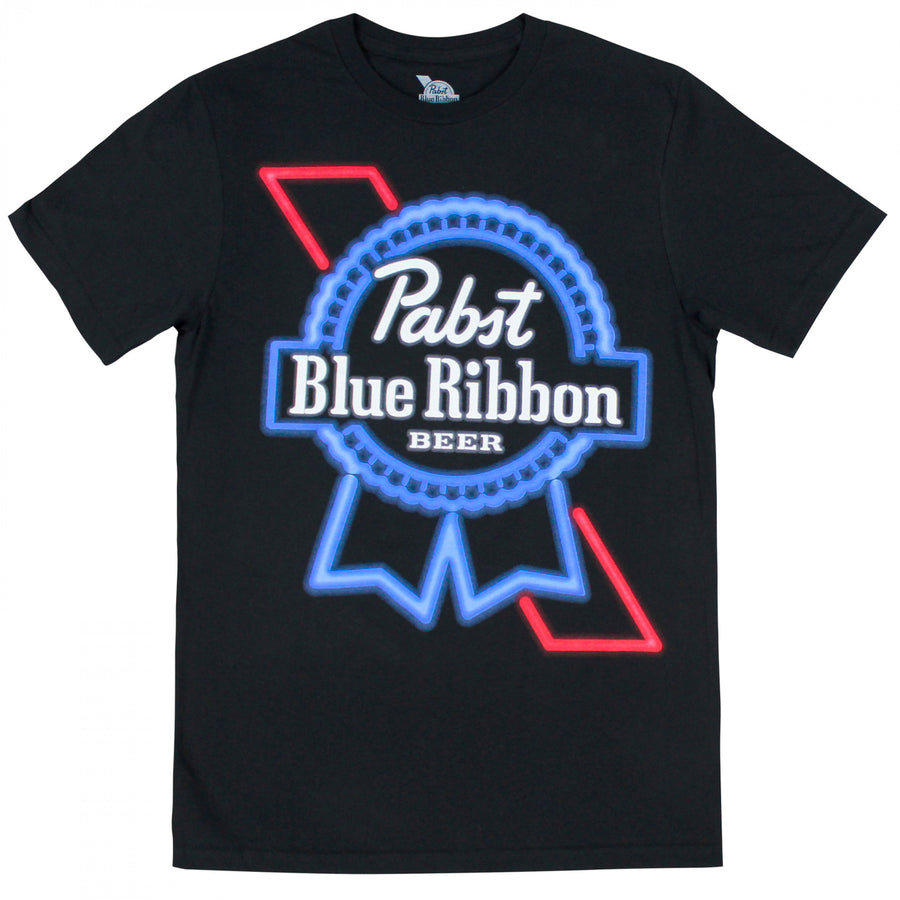 Pabst Blue Ribbon Beer Neon Sign Logo T-Shirt Image 1