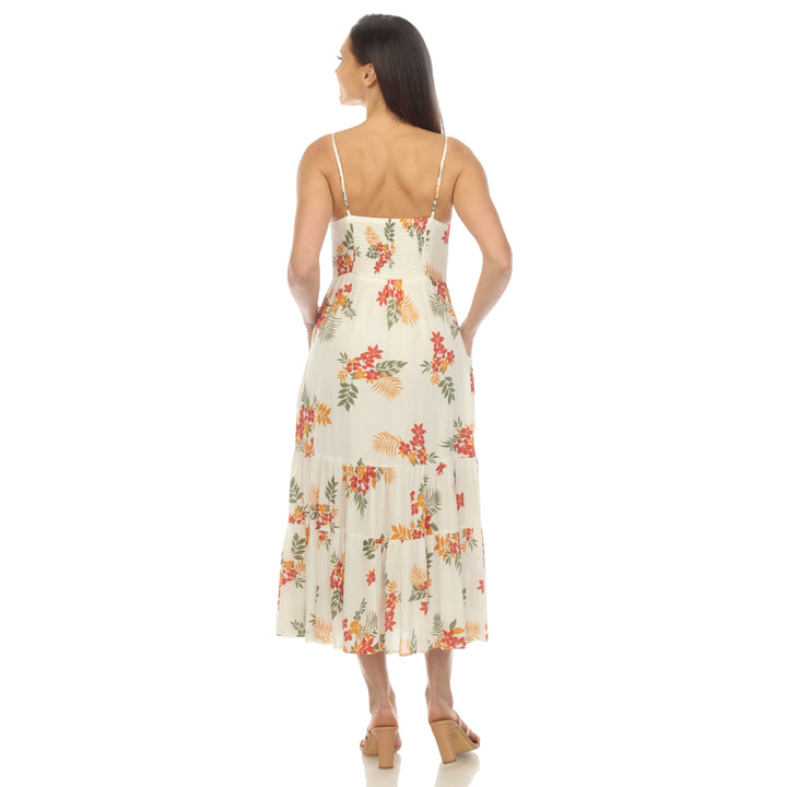 White Mark Floral Print Maxi Dress Womens V-Neck Adjustable Straps Size M Image 6