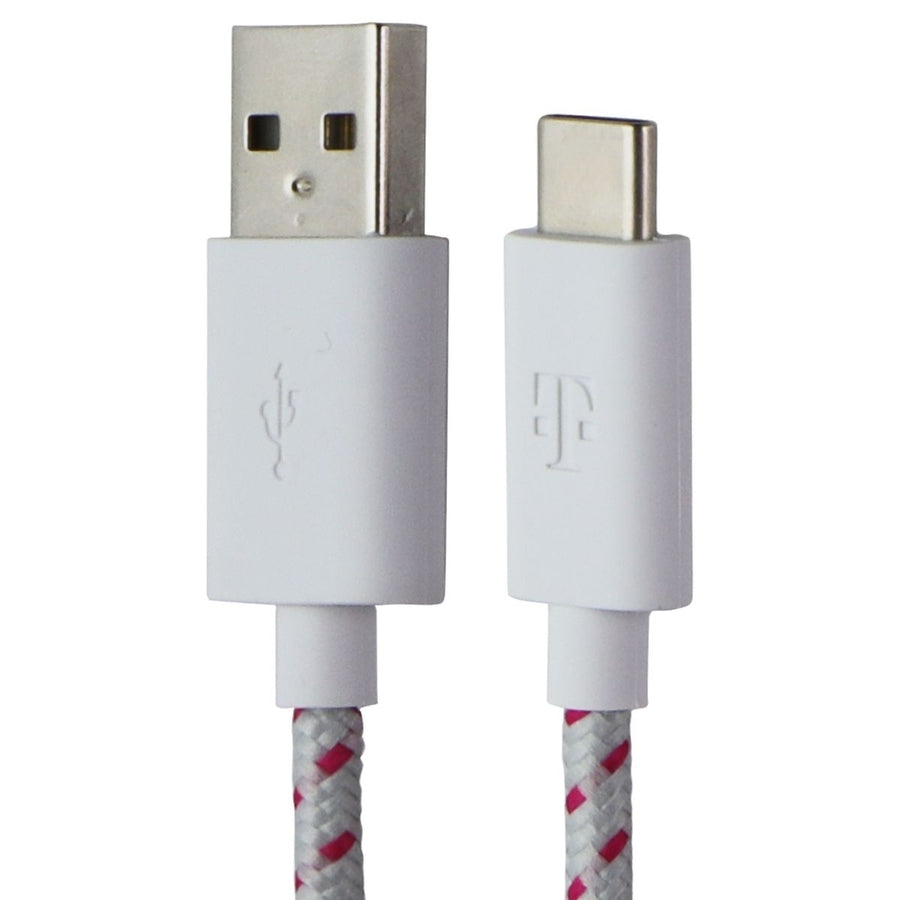 T-Mobile Braided USB-A to USB-C Cable 1m - Pink / Gray Image 1