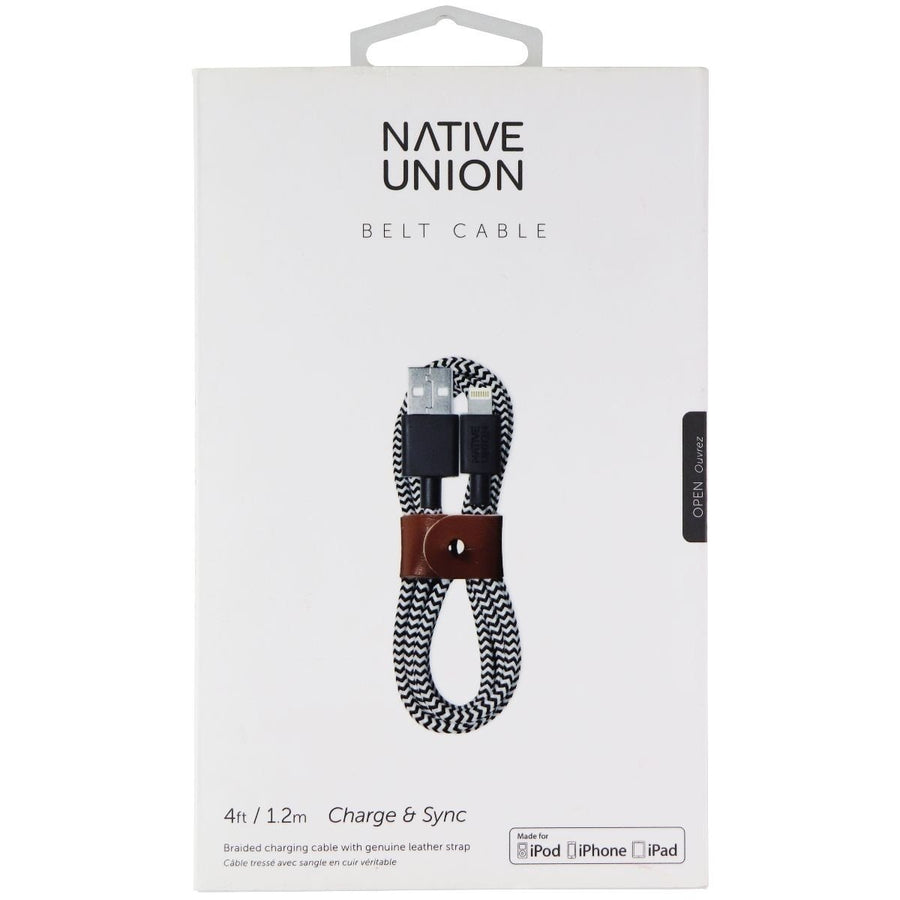 Native Union (BELT-KV-L-ZEB2) 4Ft Cable for USB Devices - Black/White Image 1