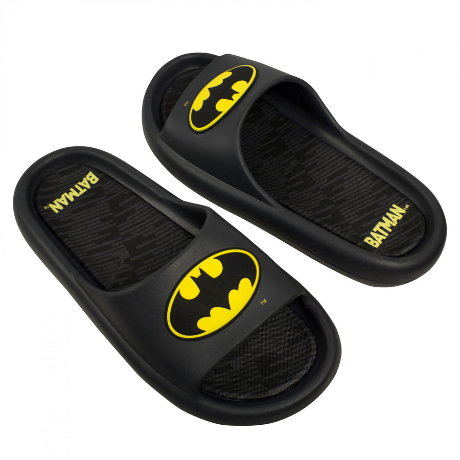 Batman Logo Mens Cloud Comfort Foam Slide Sandals Image 1