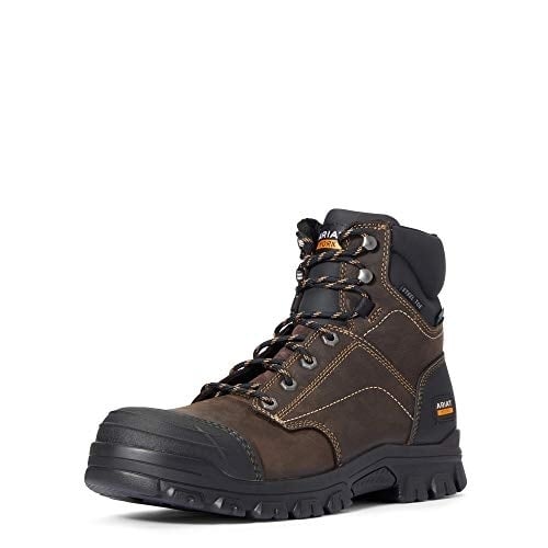 ARIAT WORK Mens 6" Treadfast Steel Toe Waterproof Work Boot Dark Brown - 10034673 DARK BROWN Image 1