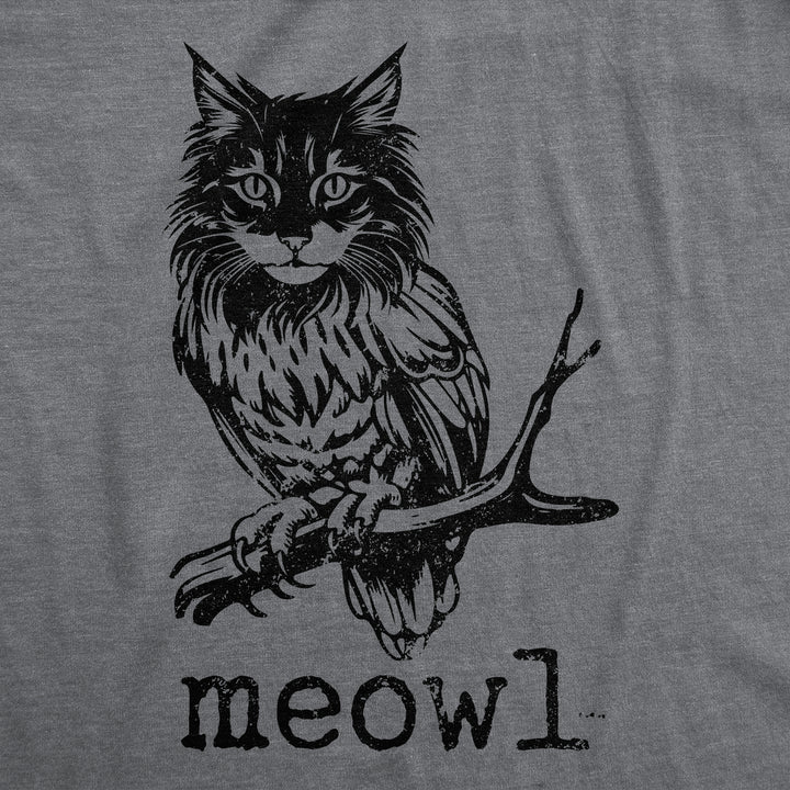 Mens Funny T Shirts Meowl Sarcastic Cat Owl Graphic Novelty Tee For Men Image 2