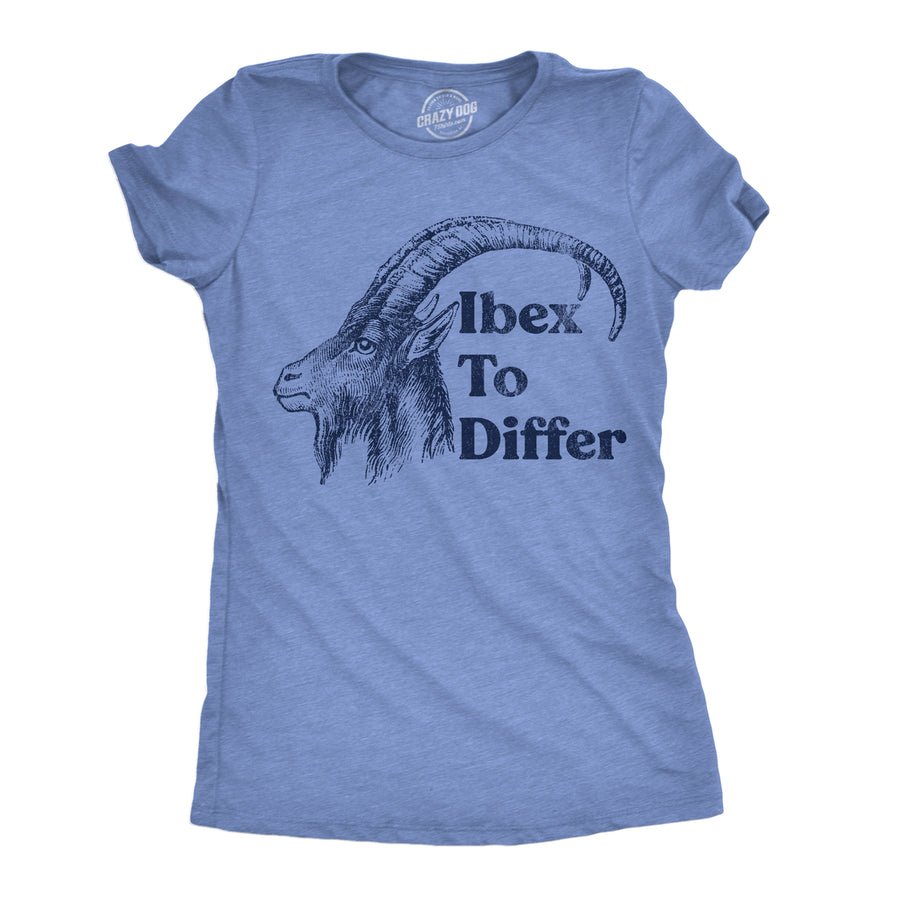 Womens Funny T Shirts Ibex To Differ Sarcastic Animal Graphic Novelty Tee For Ladies Image 1