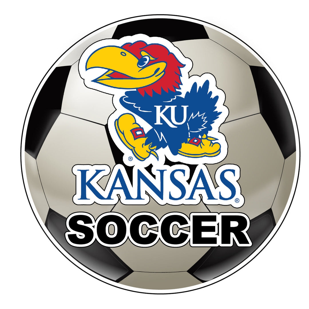 Kansas Jayhawks 4-Inch Soccer Vinyl Decal Officially Licensed Collegiate Product Image 1