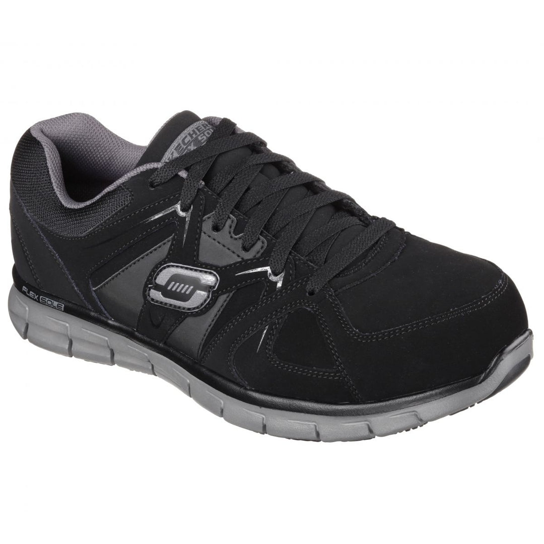 SKECHERS WORK Mens Synergy Ekron Alloy Toe Work Shoe Black/Charcoal - 77068-BKCC 7.5 BLACK/CHARCOAL Image 3