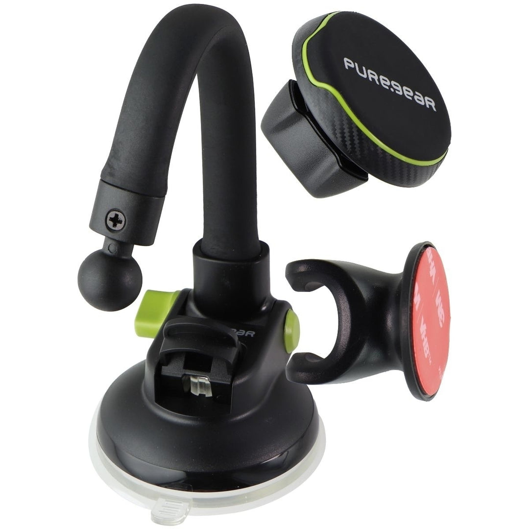 PureGear Universal Cradle Suction Cup Dash Mount for Cars and Vehicles - Black Image 1